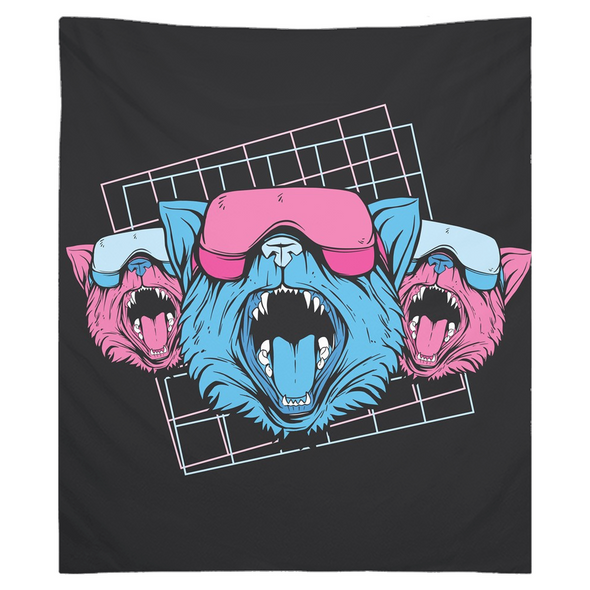 Renerded Three VR Cat Tapestries