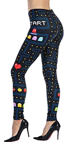 Ndoobiy Women's Printed Leggings Full-Length Regular Size Workout Leggings Pants Soft Capri L2(Game OS)