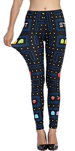 Ndoobiy Women's Printed Leggings Full-Length Regular Size Workout Leggings Pants Soft Capri L2(Game OS)