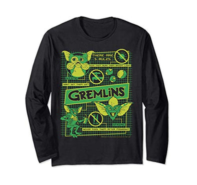 Gremlins Three Rules Schematics Long Sleeve T-Shirt