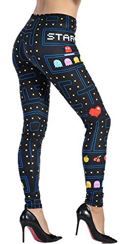 Ndoobiy Women's Printed Leggings Full-Length Regular Size Workout Leggings Pants Soft Capri L2(Game OS)