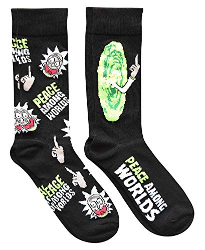 Rick and Morty Peace Among Worlds Men's Crew Socks 2 Pair Pack