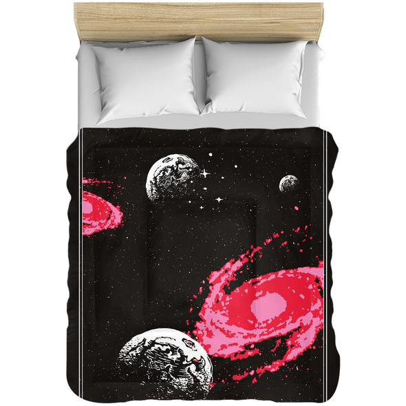 Renerded Pink&Black Space Comforters