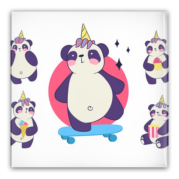 Renerded Cute Panda Pin-Back Buttons