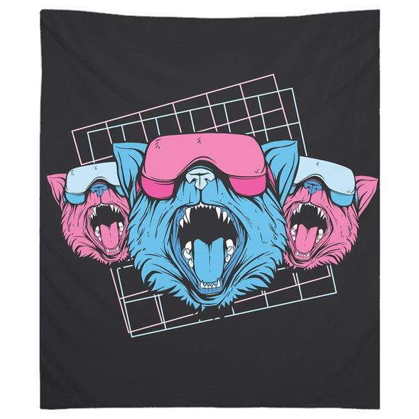 Renerded Three VR Cat Tapestries