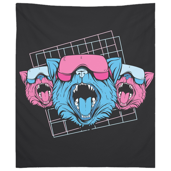 Renerded Three VR Cat Tapestries