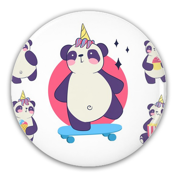 Renerded Cute Panda Pin-Back Buttons