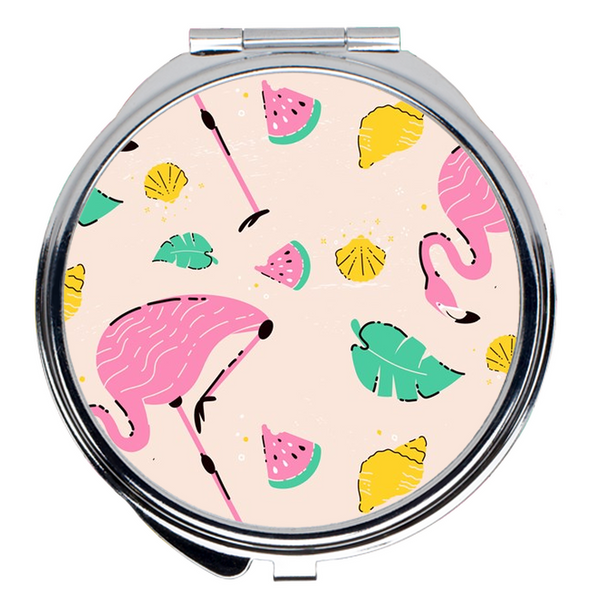 Renerded Pink Flamingo Compact Mirrors