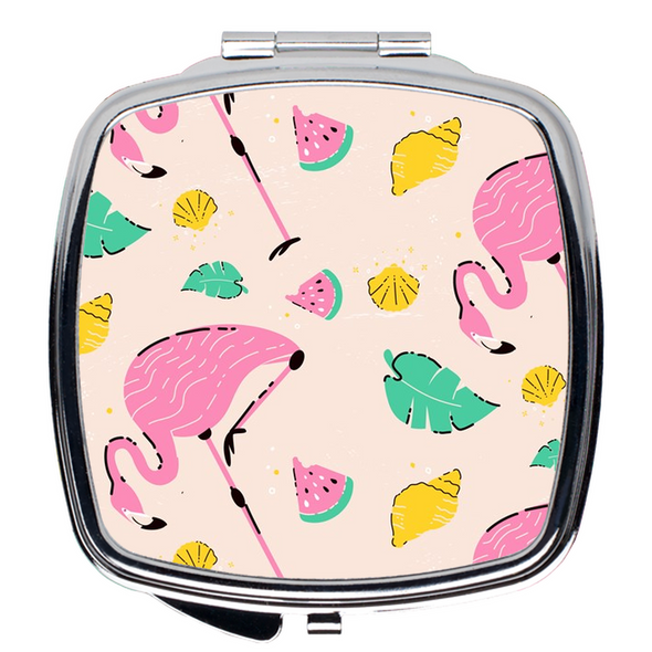 Renerded Pink Flamingo Compact Mirrors