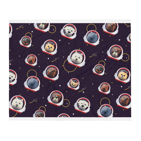 Renerded Space Animals Throw Blanket