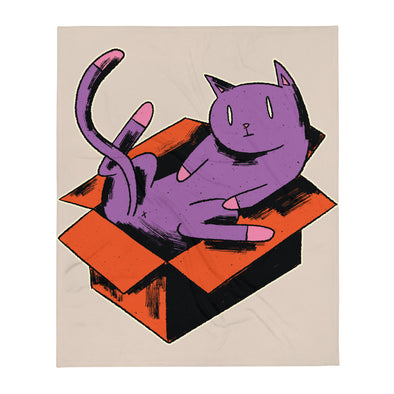 Renerded Schrodinger's Cat in a Box Throw Blanket