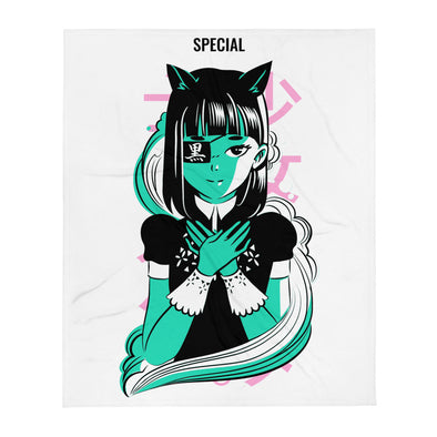 Renerded Green Anime Girl Throw Blanket