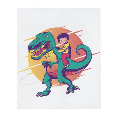 Renerded Cool Kid with T-Rex Dinosaur Throw Blanket