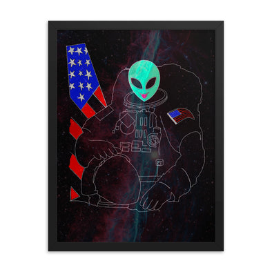 Renerded Space Alien Astronaut Framed poster