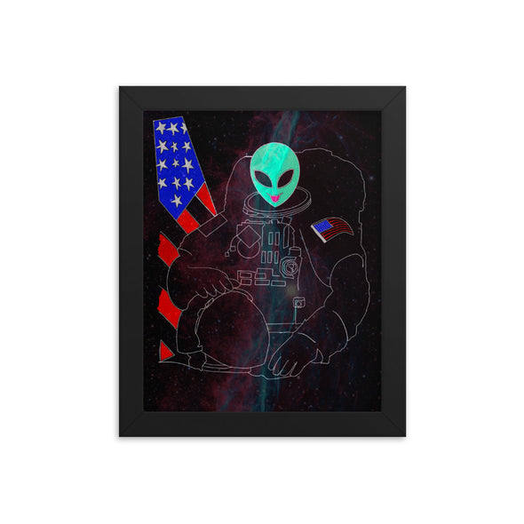 Renerded Space Alien Astronaut Framed poster