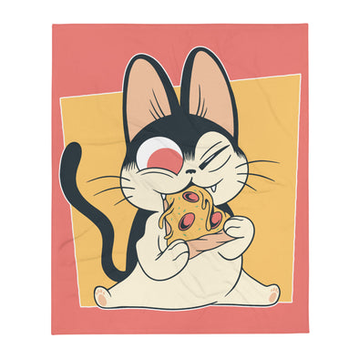 Renerded Anime Cute Cat Pizza Lover Throw Blanket