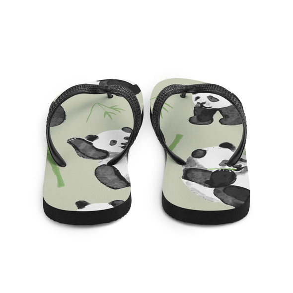 Renerded Panda Pattern Flip Flops