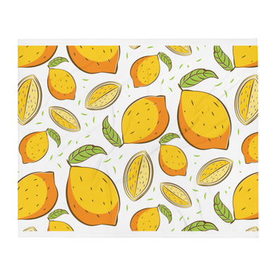 Renerded Lemons Pattern Throw Blanket