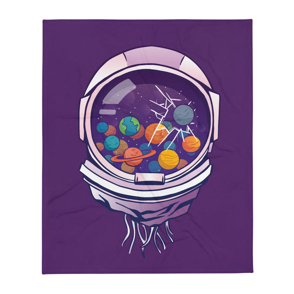 Renerded Space Astronaut Planets Throw Blanket