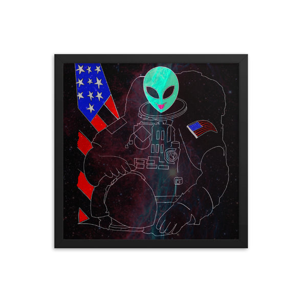 Renerded Space Alien Astronaut Framed poster