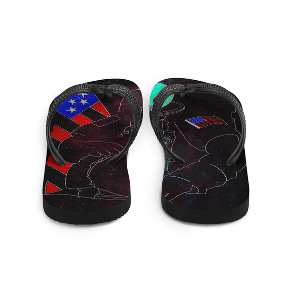 Renerded Space Alien Astronaut Flip Flops