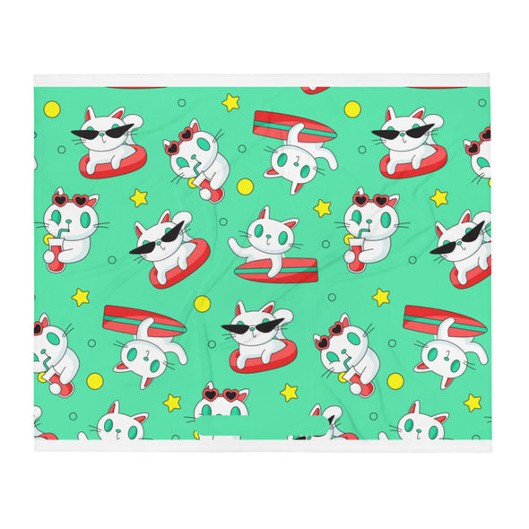 Renerded Coolest Cats Pattern Throw Blanket