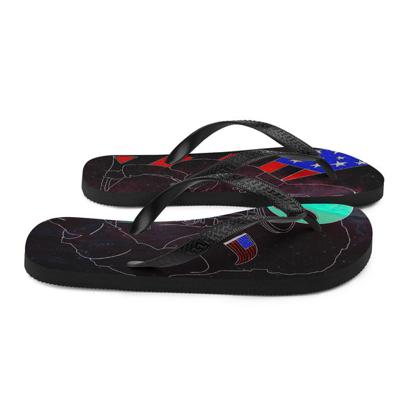 Renerded Space Alien Astronaut Flip Flops