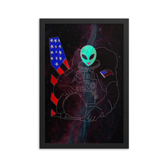 Renerded Space Alien Astronaut Framed poster