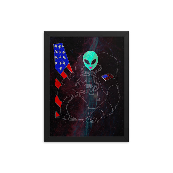 Renerded Space Alien Astronaut Framed poster