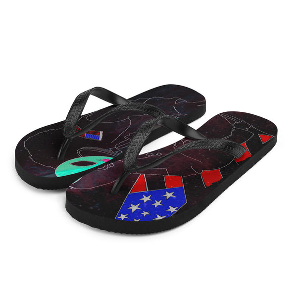 Renerded Space Alien Astronaut Flip Flops