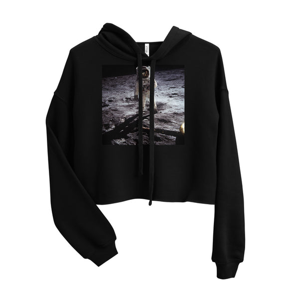 Renerded Astronaut Moon Crop Top Hoodie