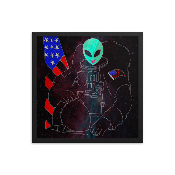 Renerded Space Alien Astronaut Framed poster