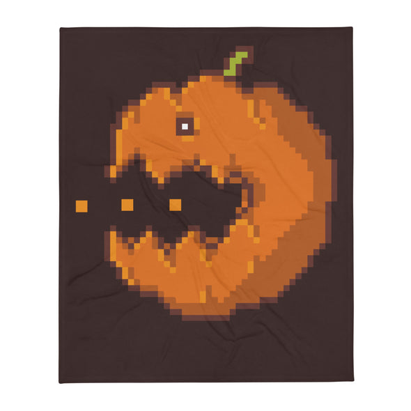 Renerded 8 Bit Pumpkin Throw Blanket