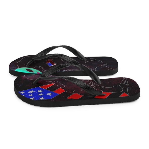 Renerded Space Alien Astronaut Flip Flops