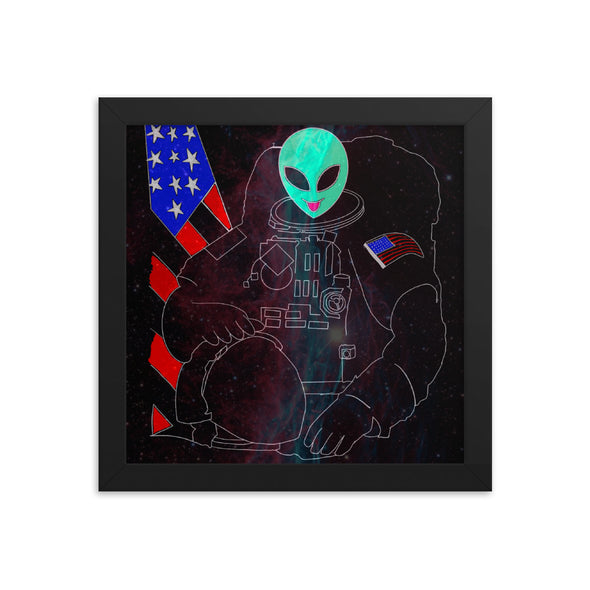 Renerded Space Alien Astronaut Framed poster