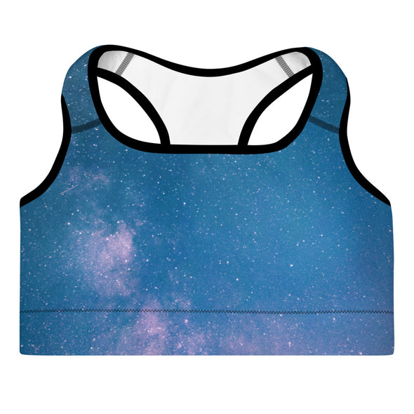 Renerded Blue Outer Space Padded Sports Bra