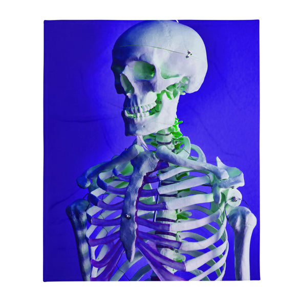 Renerded Blue Science Class Skeleton Throw Blanket