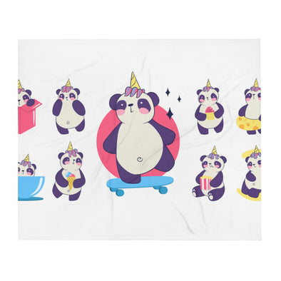 Renerded Cute Pandas Skateboard Throw Blanket