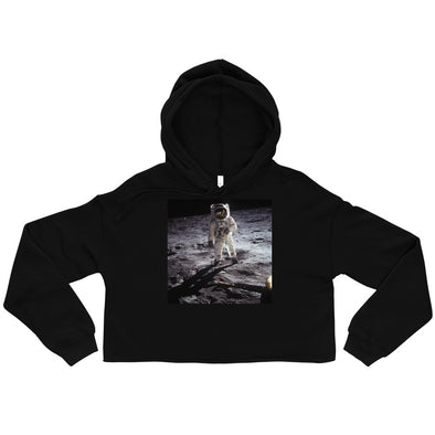 Renerded Astronaut Moon Crop Top Hoodie