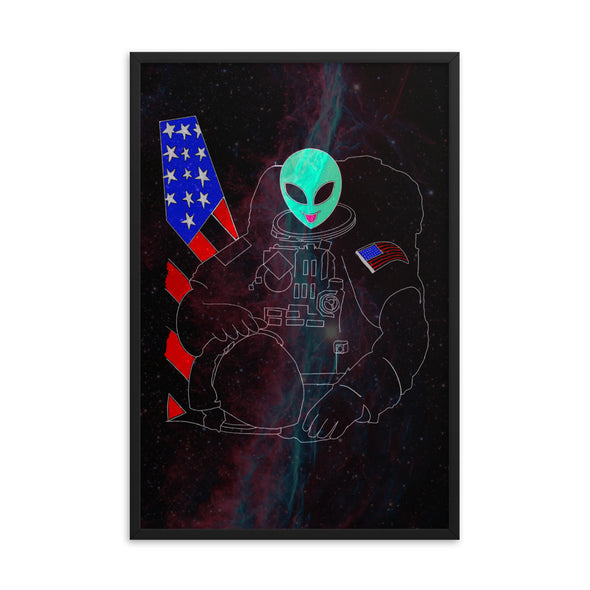 Renerded Space Alien Astronaut Framed poster