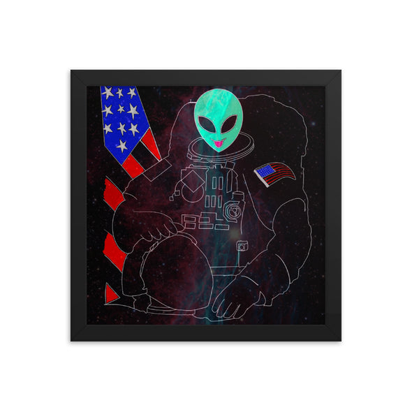 Renerded Space Alien Astronaut Framed poster