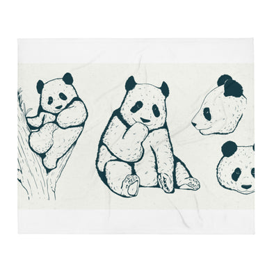 Renerded Panda Drawing Throw Blanket