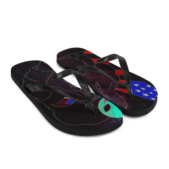 Renerded Space Alien Astronaut Flip Flops