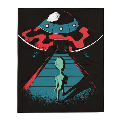 Renerded Alien Spaceship Throw Blanket