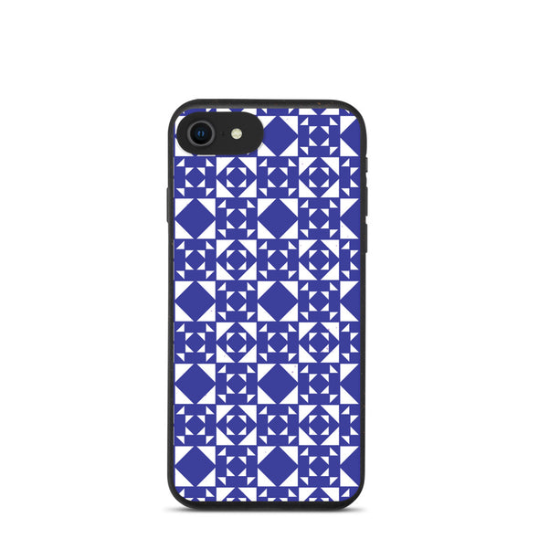 Renerded Blue Pattern Tiled Biodegradable iphone case