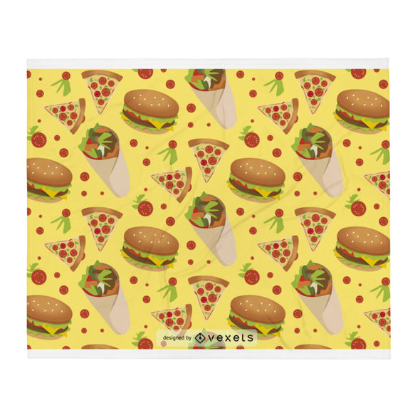 Renerded Pizza Wraps Burgers Throw Blanket