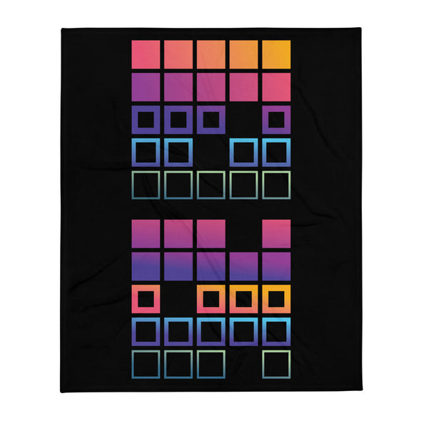 Renerded Blocks Colorful Throw Blanket