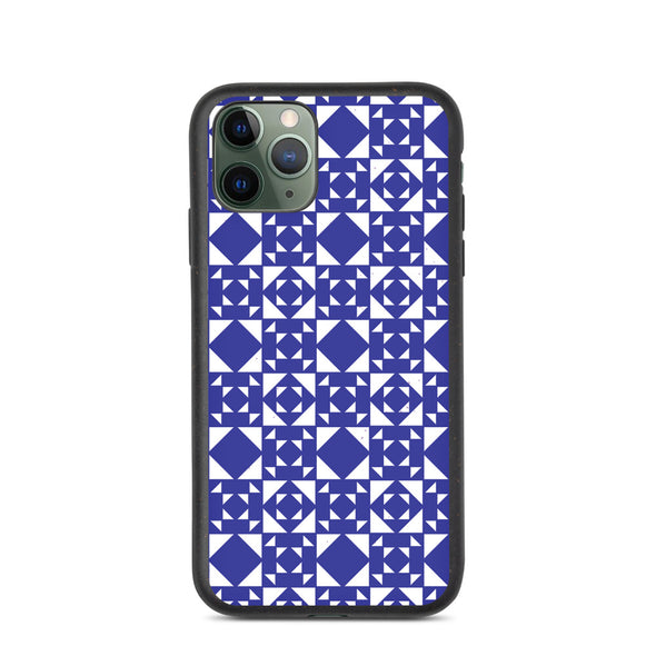 Renerded Blue Pattern Tiled Biodegradable iphone case