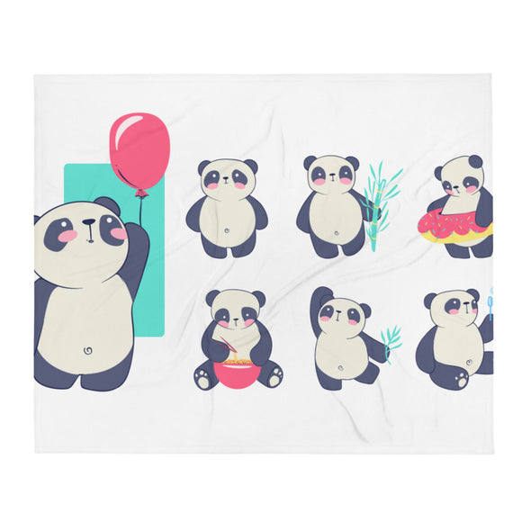 Renerded Cute Pandas  Throw Blanket