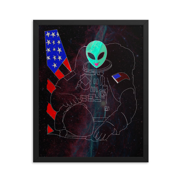 Renerded Space Alien Astronaut Framed poster